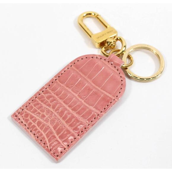 Louis Vuitton Pink Alligator Keychain Bag Charm Key Holder exotic LV Gold VIP - Picture 2 of 8